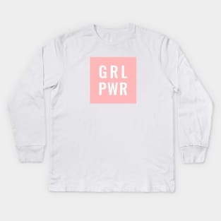 GRL PWR White Rose Kids Long Sleeve T-Shirt